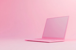 Laptop painted in pastel pink color, a Photo by AlyaAnd