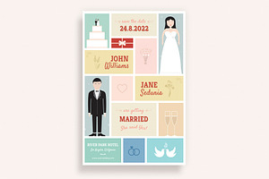 Cute Wedding and Invitation Card, an Invitation Template by Sargatal