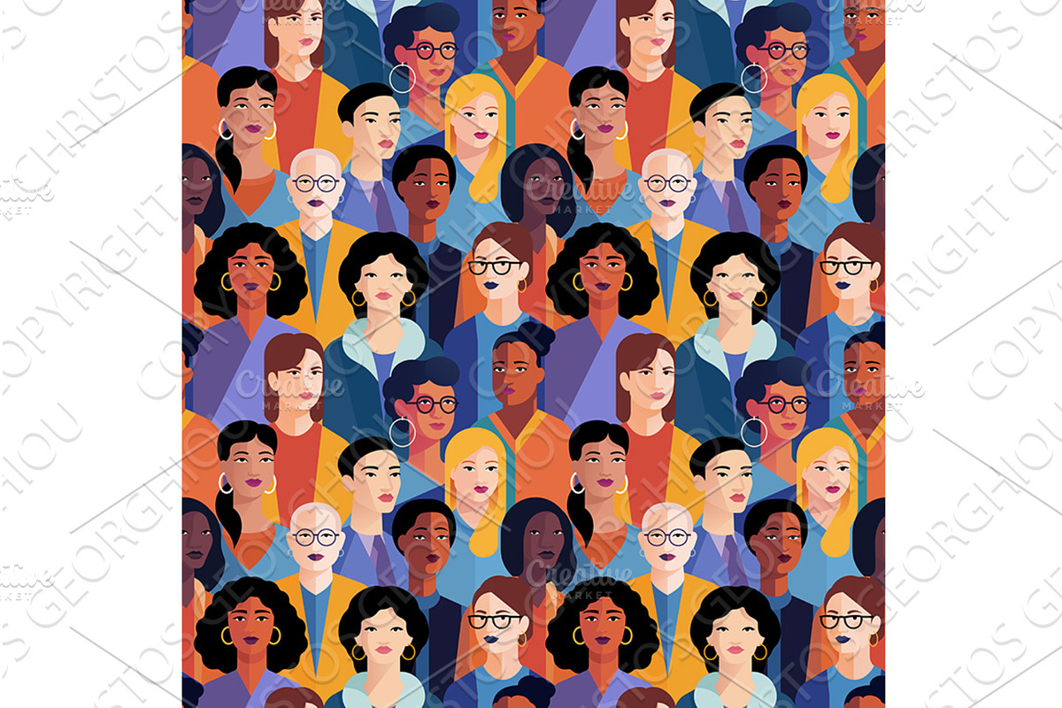 Women Group Crowd Diversity Seamless, a Person Illustration by Christos Georghiou