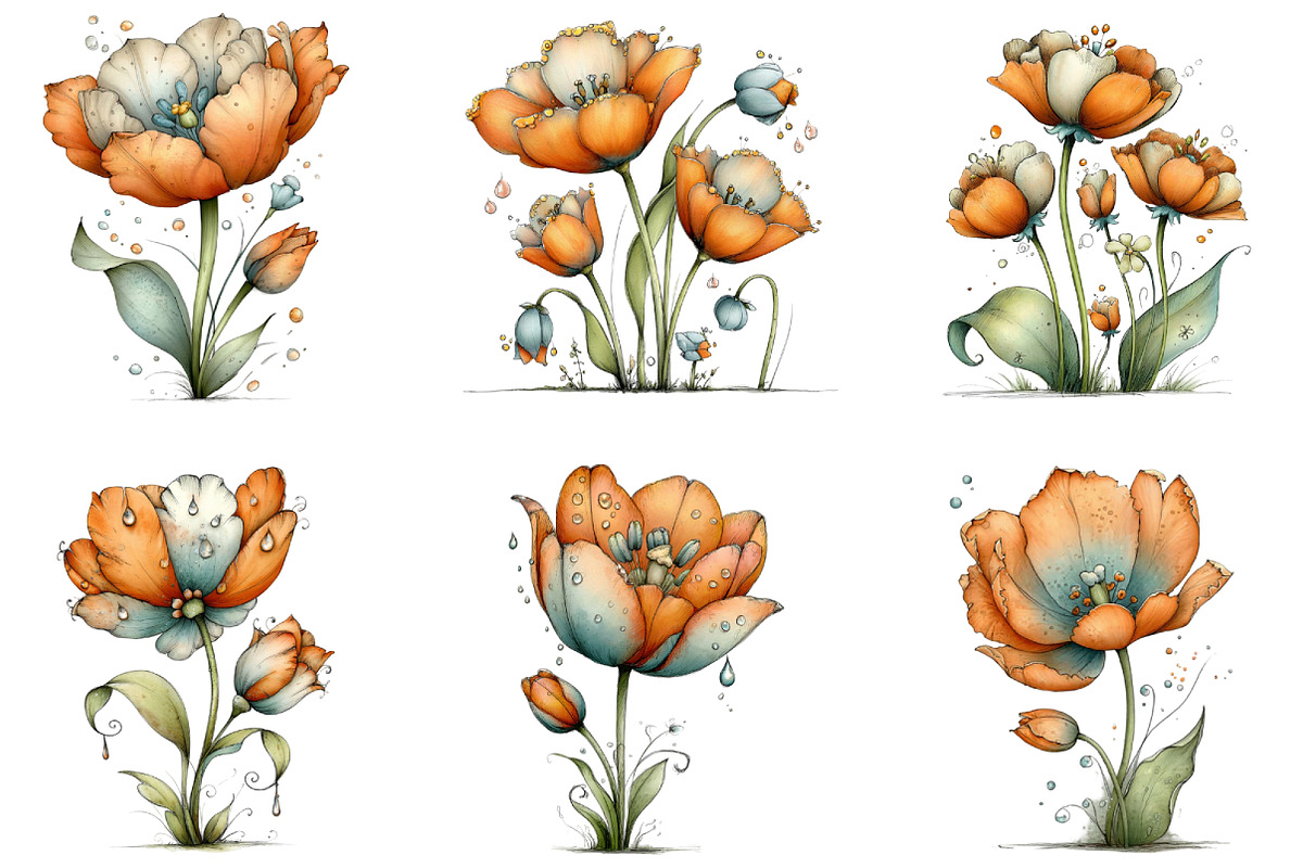 Whimsical Spring Tulip Flower Clipar, an Illustration by CraftArtStudio (Photo 5 of 6)
