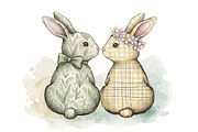 Watercolor Easter Bunny Couple Love, an Illustration by VetalStock (Thumbnail 1 of 3)