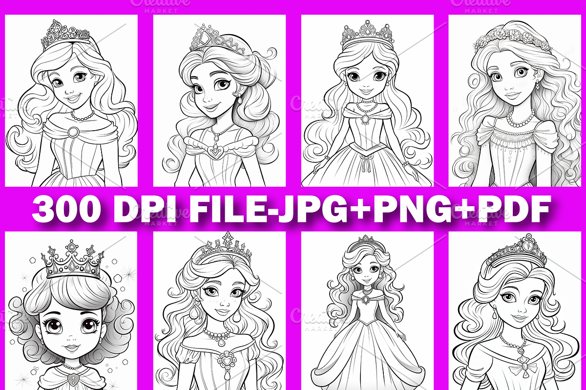 137 Cute Princess Coloring Book for, a Stationery Template by Design Station (Photo 3 of 6)