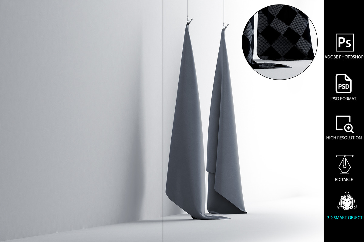 Hanging cloth mockup pack2, a Mockup by GraphicVil (Photo 6 of 7)
