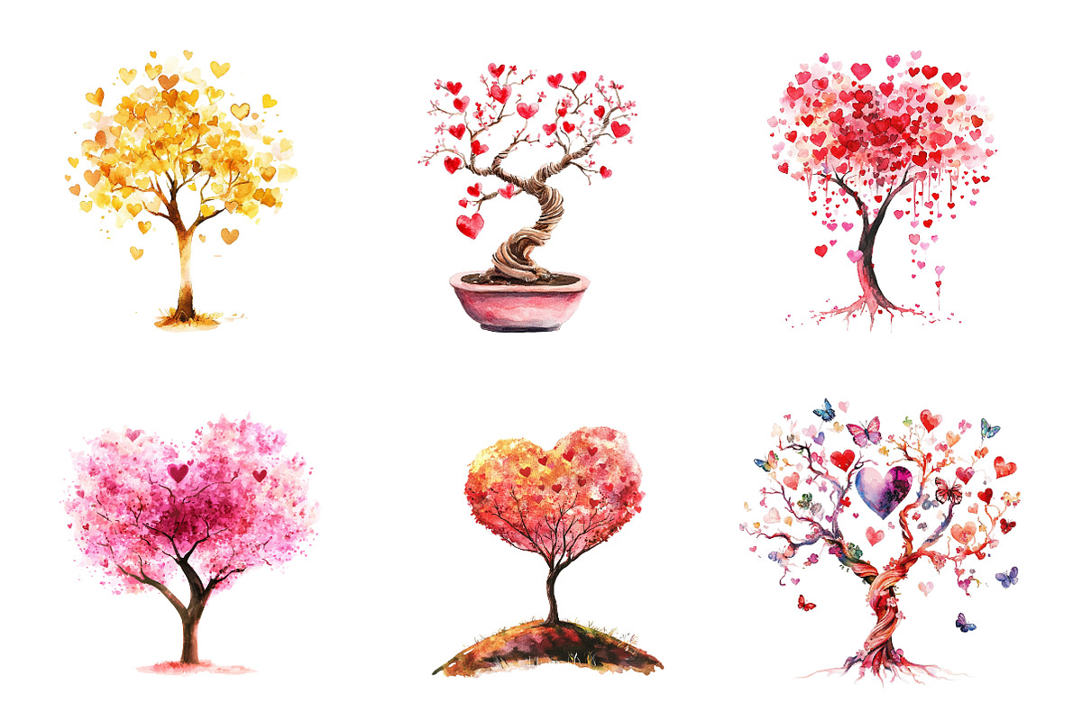 Spring Hearts Tree Clipart, an Illustration by CreationArt (Photo 3 of 5)