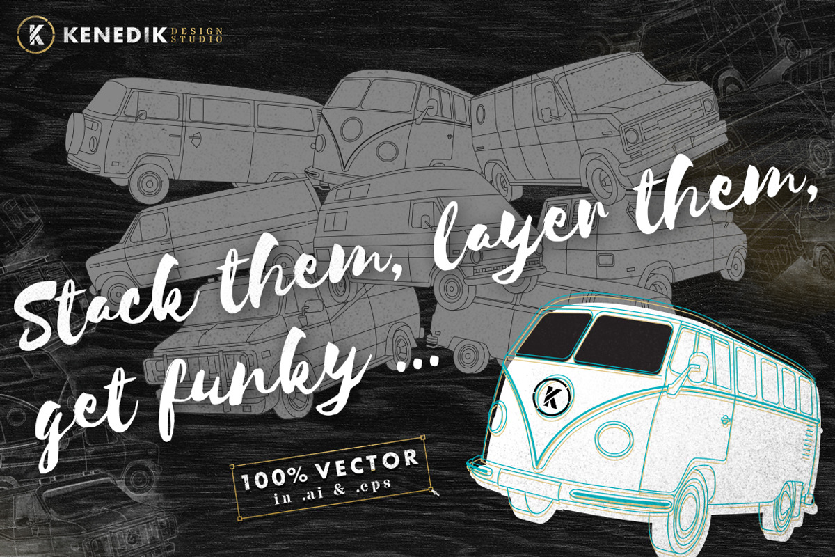 Salty Vans - Vector Vehicle pack 1, an Illustration by KENEDIK DESIGN STUDIO (Photo 3 of 3)