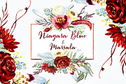 Marsala and Niagara blue watercolor, an Illustration by LABFcreations (Thumbnail 5 of 7)