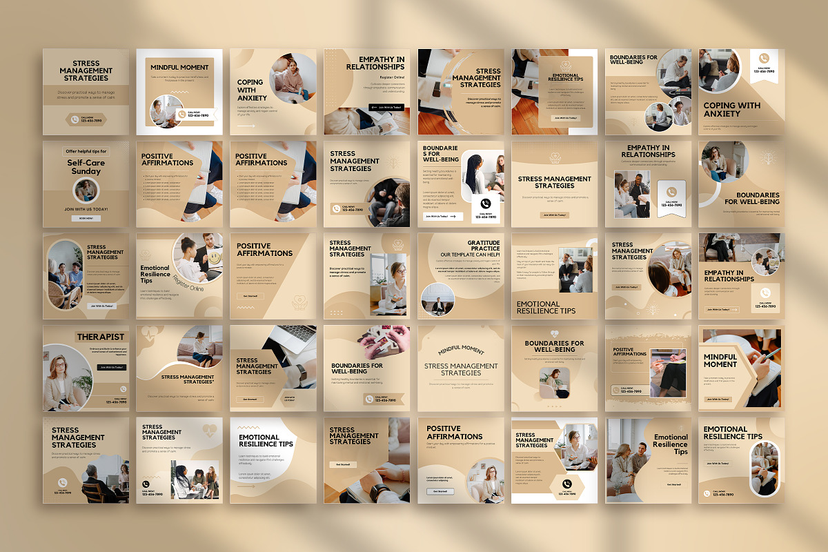 Therapist Instagram Templates, a Marketing Template by Snapybiz (Photo 10 of 10)