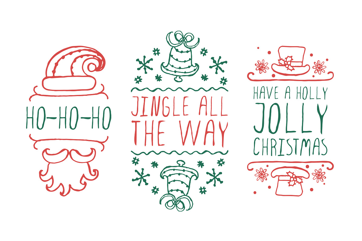 Handdrawn christmas badges, a Decorative Illustration by AV Design (Photo 1 of 4)