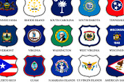 Shields with the flags of the USA, an Education Illustration by frizio (Thumbnail 7 of 10)