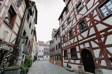 Old city streets of Furth in Germany