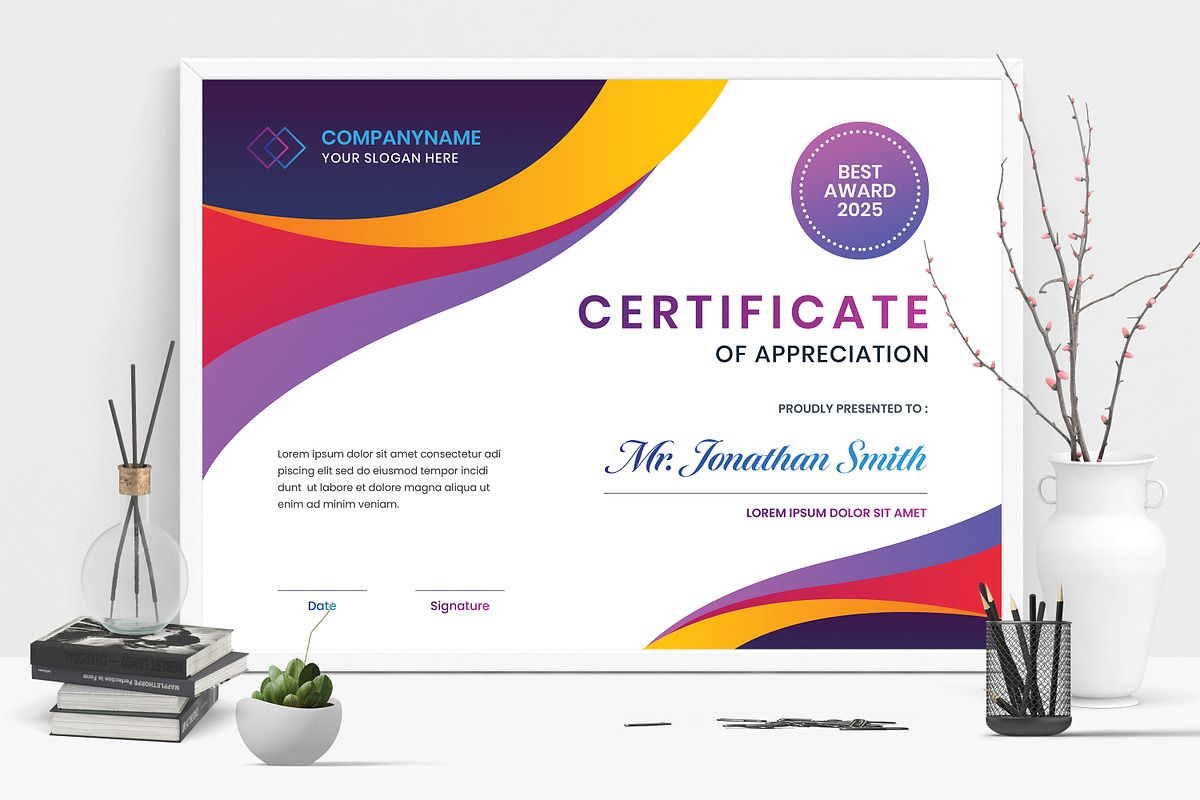 Certificate Template, a Stationery Template by Boostock