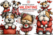 Whimsical Valentine Dog Clipart, an Illustration by cherrydesign (Thumbnail 1 of 4)