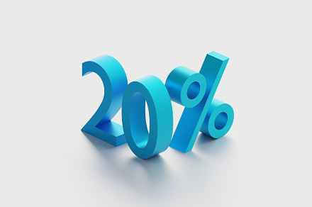 20 percent isometric text over white