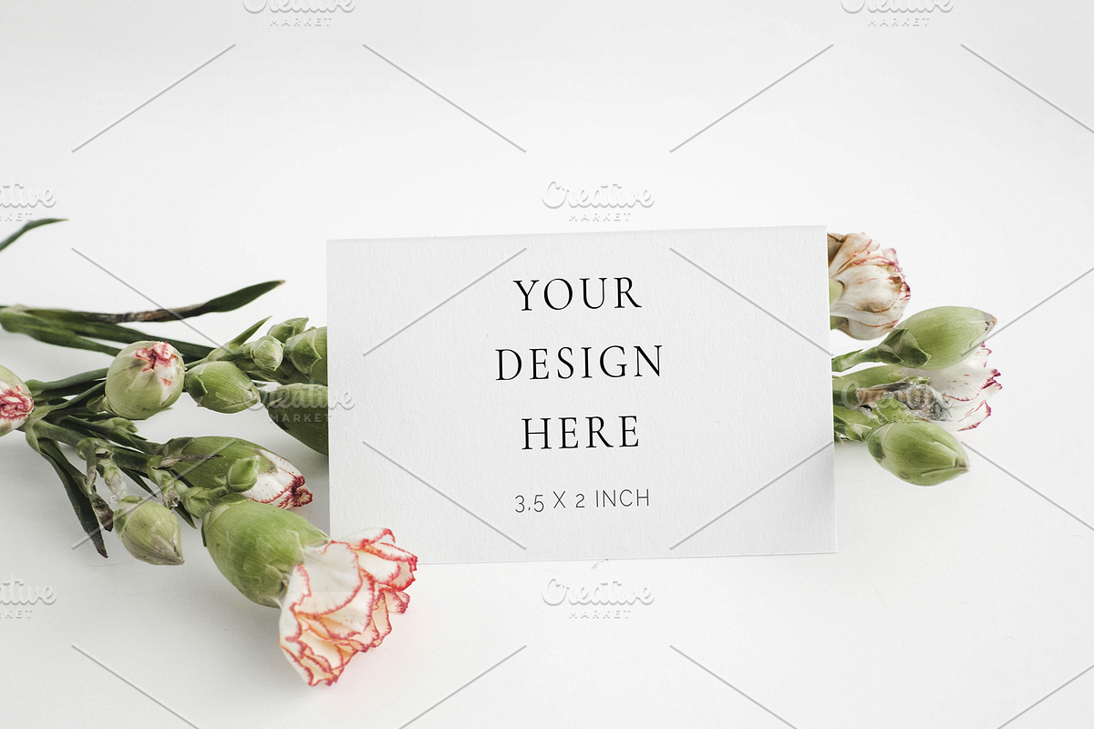 Floral Spring Business Card Mockup, a Print Template by Imperium Nordique