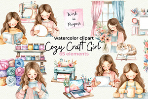 Cozy Craft Girl Clipart, a Person Illustration by Anna Design Studio