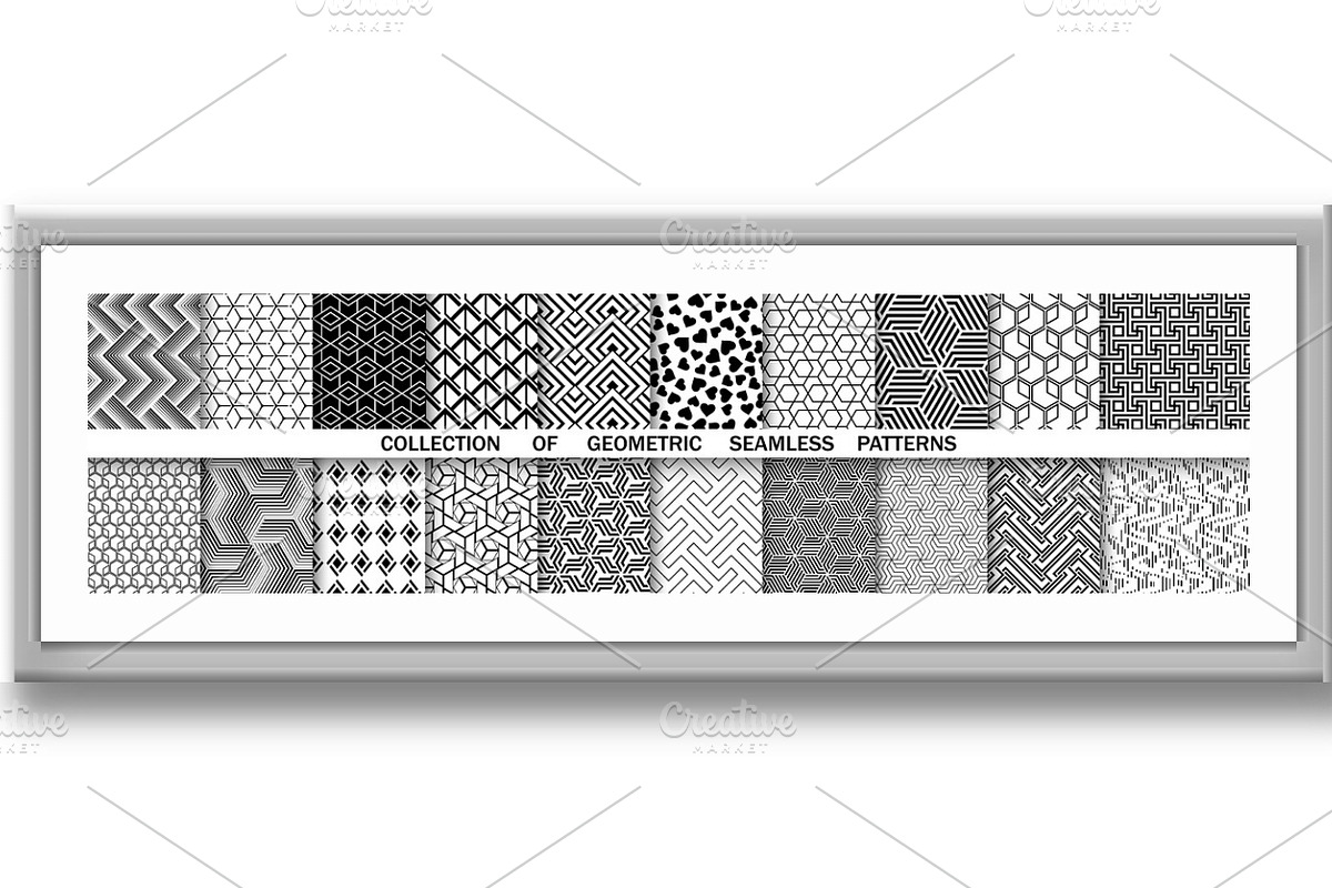 Geometric set of seamless black and, a Texture Illustration by RODINA (Photo 3 of 3)