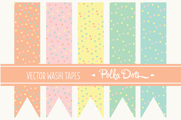 15 Vector Washi Tapes Polka Dots preview 3