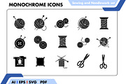 Sewing & Knitting Black Icon Set, an Outline Icon by Fontmine Studio (Thumbnail 1 of 3)