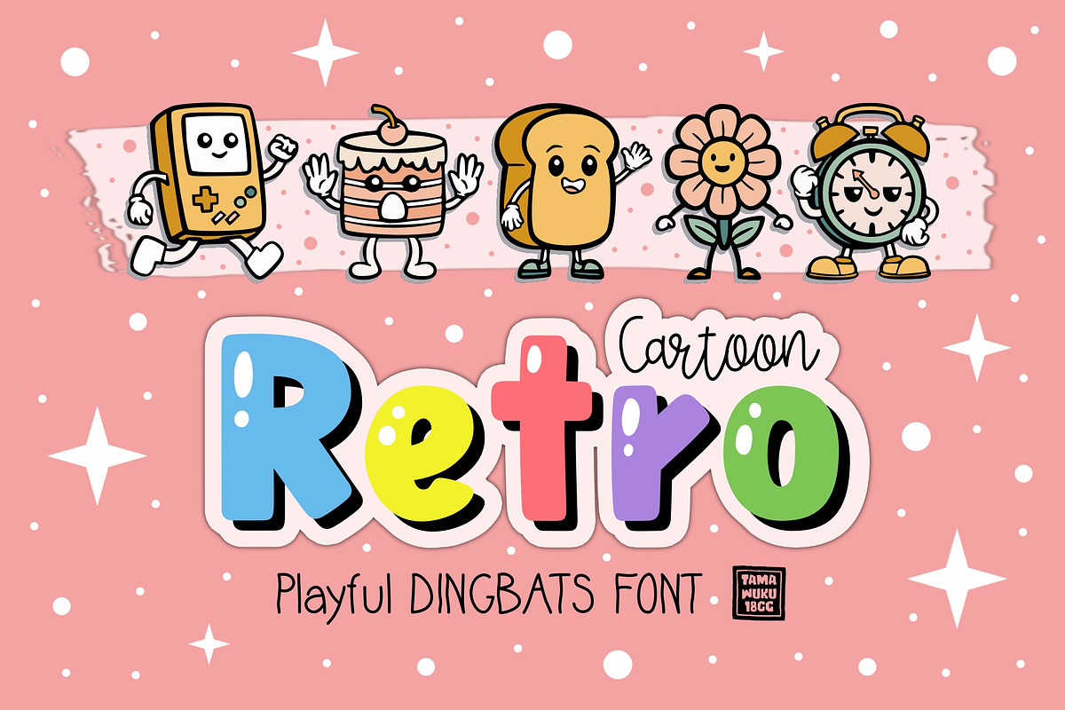 Retro Cartoon OTF Dingbats Font, a Symbol Font by DREAMs Soul G. (Photo 1 of 2)