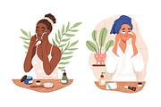 Women doing skin care routine set, a Person Illustration by Good Studio (Thumbnail 6 of 8)