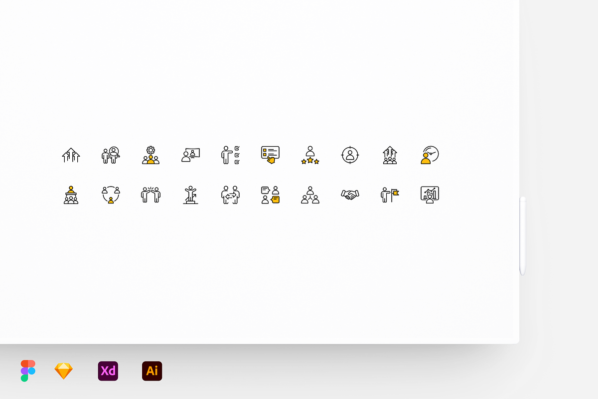 Team Work - Stroke Icons, an Outline Icon by Petr Bilek (Photo 2 of 2)