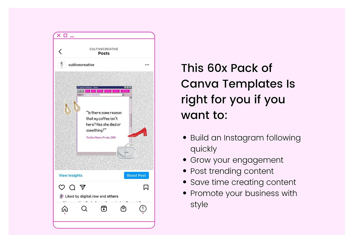 Retro Instagram Feed Canva Template, a Social Media Template by Cultive Creative (Photo 2 of 14)