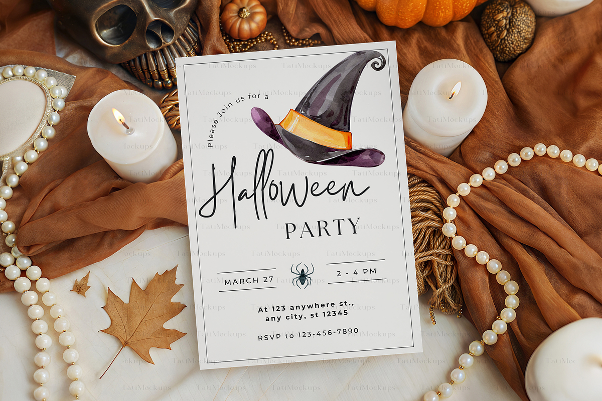 Spooky Halloween Invitation Mockup, an Advertising Mockup by TatiMockup (Photo 3 of 4)