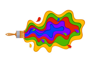 Paper cut banner of brush splash, an Object Illustration by Vector Tradition