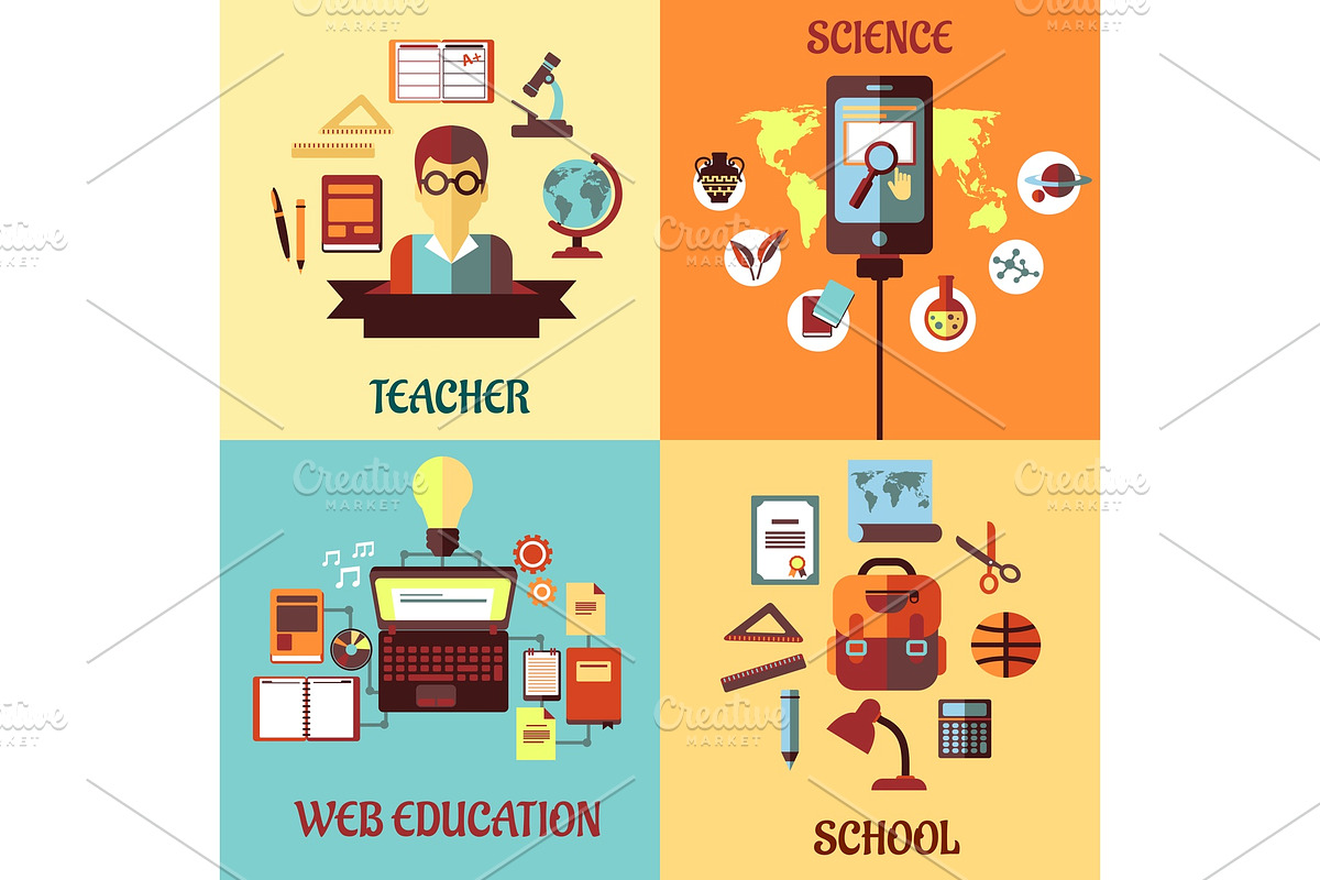 Flat concept web education, an Outline Icon by Vector Tradition (Photo 3 of 3)