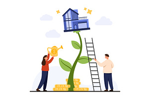 Real Estate Investment Growth, a Finance Illustration by Flashvector