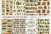8 Bookish Seamless Patterns, a Pattern Graphic by Inknfolly (Thumbnail 1 of 3)
