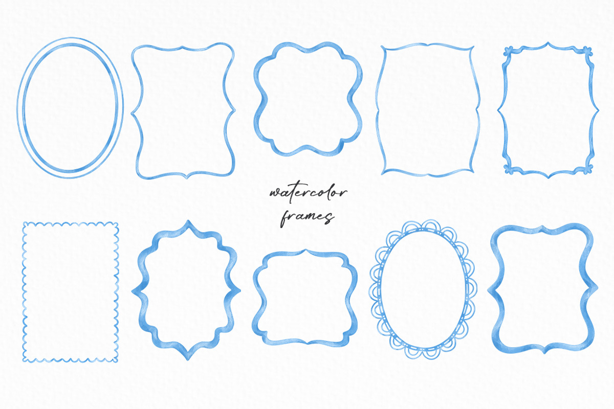 Watercolor Blue Frames Clipart, an Object Graphic by SvetaArtStore (Photo 4 of 8)