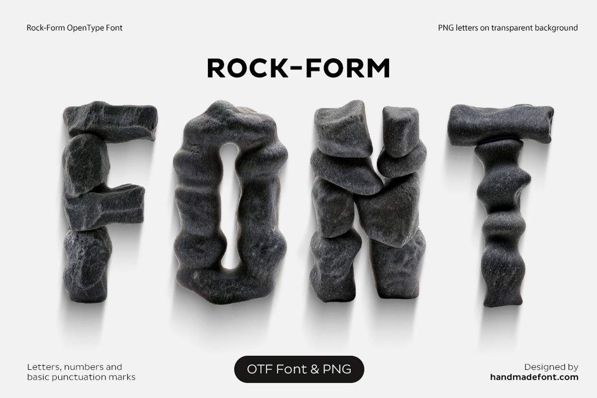 Rock Form Font, a Sans Serif Font by Handmadefont