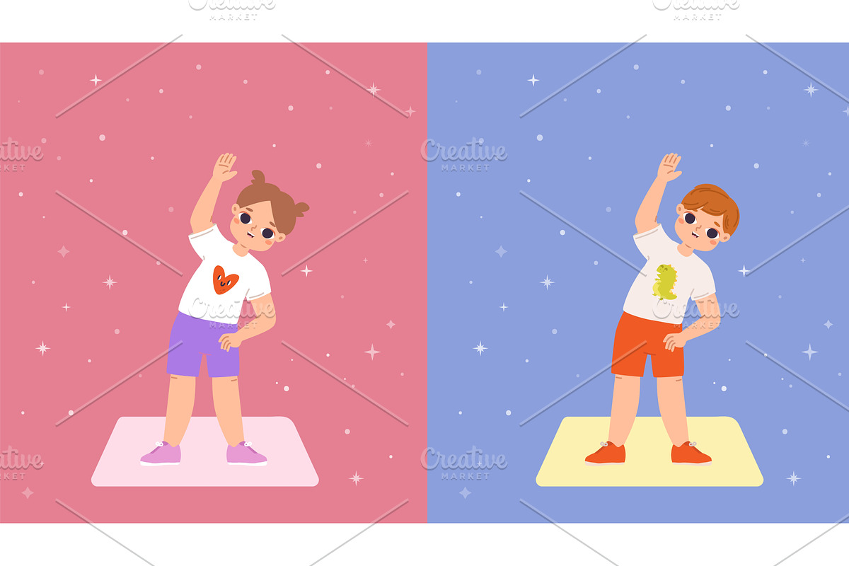 Children doing gymnastics. Morning, a Sport Illustration by Valerie Bodnar