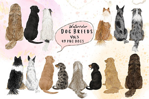 Watercolor Dog Breeds Clipart.