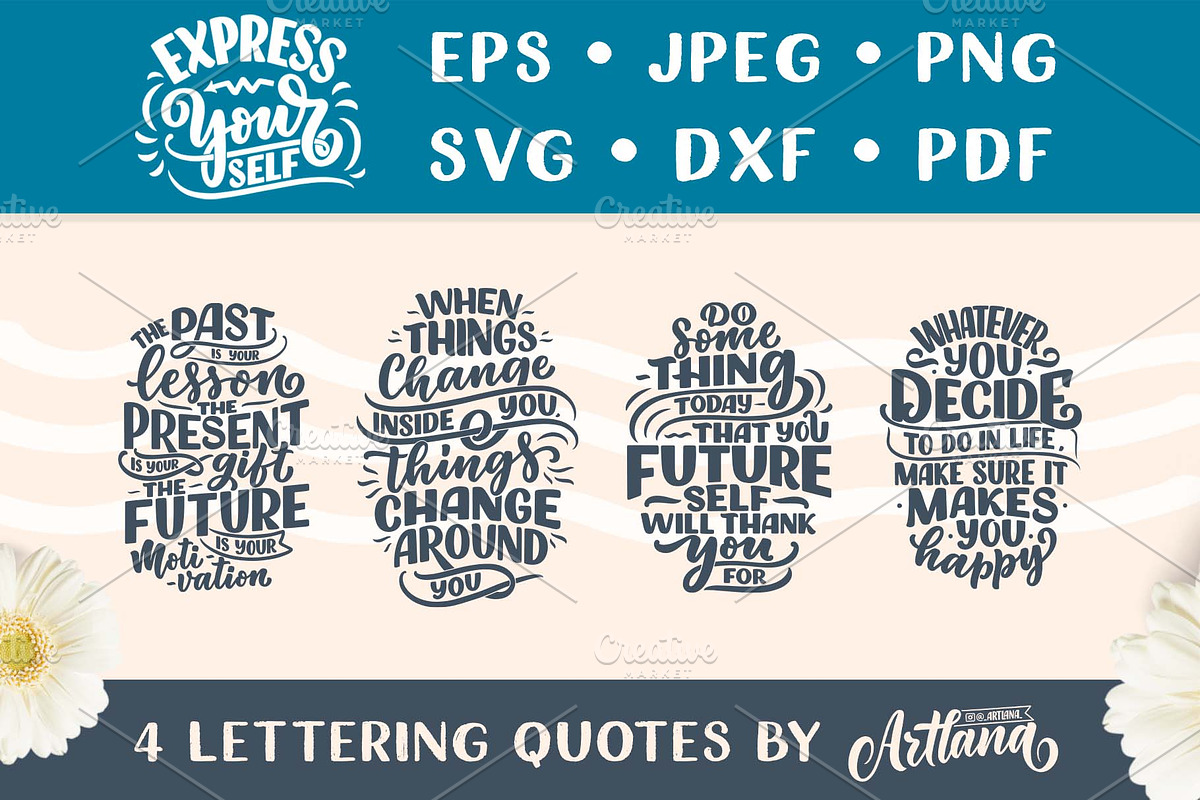 Express Yourself Lettering Quotes, a Decorative Illustration by Artlana (Photo 1 of 2)