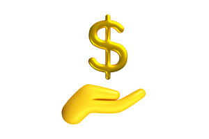 A golden dollar sign floats above an, an Object Illustration by Woters little shop