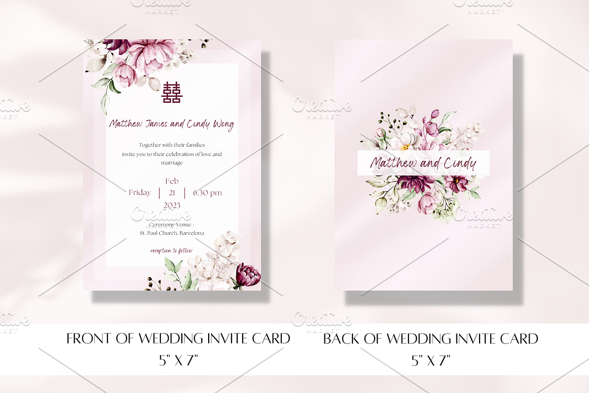 Asian Floral Wedding Invite - F7A, an Invitation Template by YeeqsWedding (Photo 2 of 4)