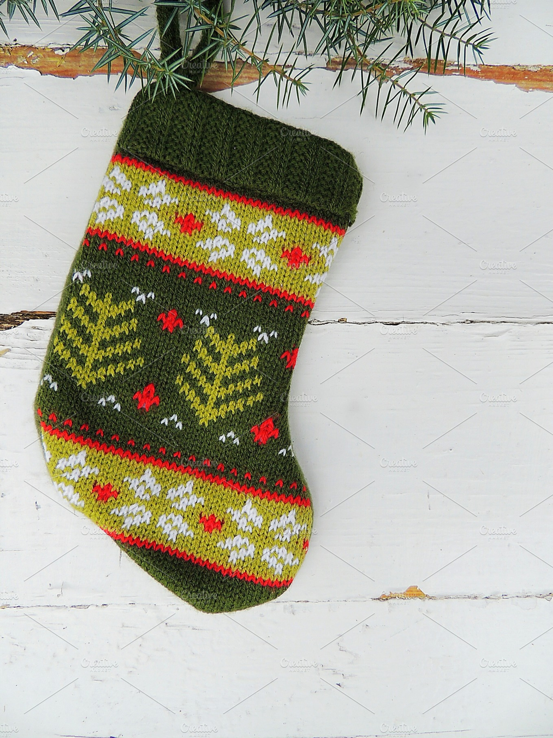 Christmas knitted mini sock., a Holiday Photo by OksanaAn