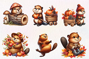Watercolor Autumn Cute Beaver, an Illustration by CreationArt (Thumbnail 7 of 9)