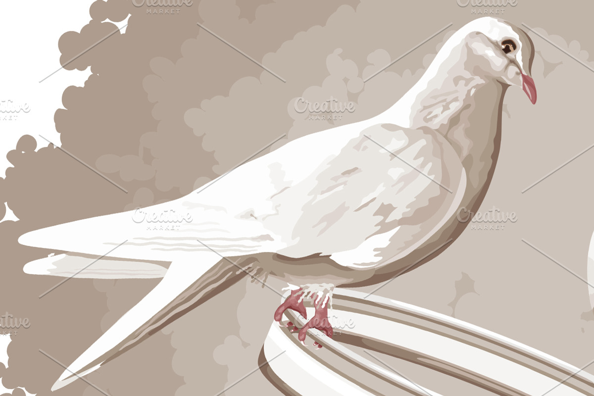 2 DOVES ON A RING IN VECTOR, a Decorative Illustration by Nadin_Lebedeva (Photo 3 of 4)
