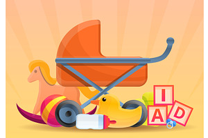 Baby Pram Toys Concept Banner