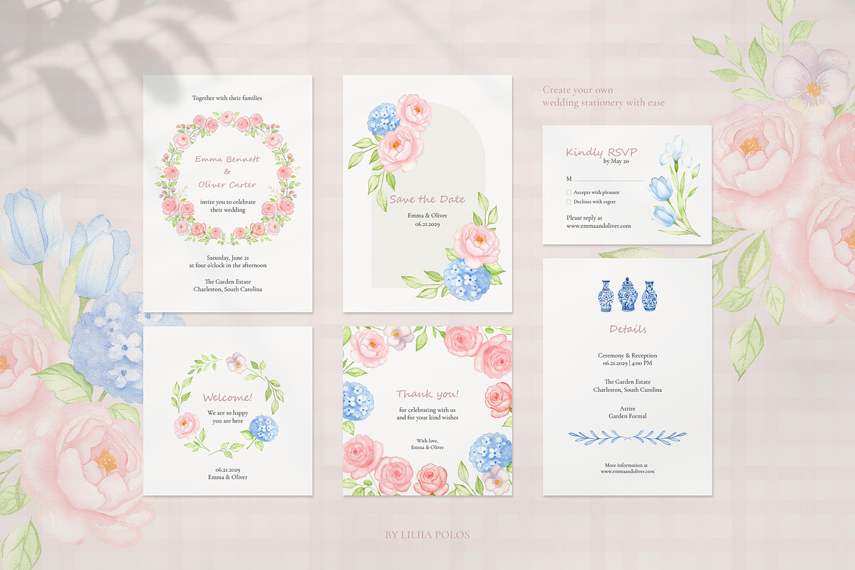 Grandmillennial Garden collection, a Decorative Illustration by Liliia Polos Illustration (Photo 3 of 15)
