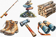 Vintage Retro Camping Clipart, an Illustration by Canvas Craft (Thumbnail 3 of 8)