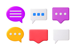 Pack of colorful 3d chat bubbles, a Technology Illustration by Abscent