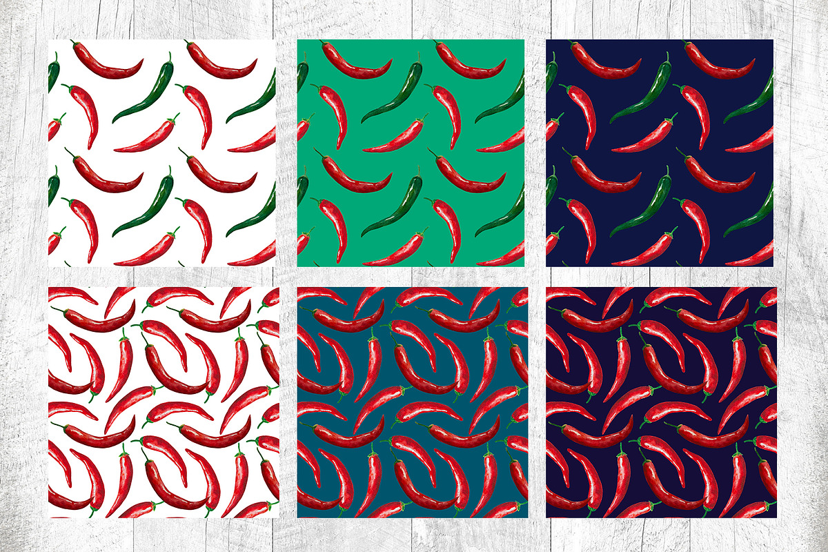 Watercolor set of hot chili peppers, a Food Illustration by Robusta (Photo 3 of 6)