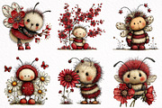 Whimsical Spring Bee Clipart PNG, an Illustration by DreamArtGraphic (Thumbnail 2 of 8)