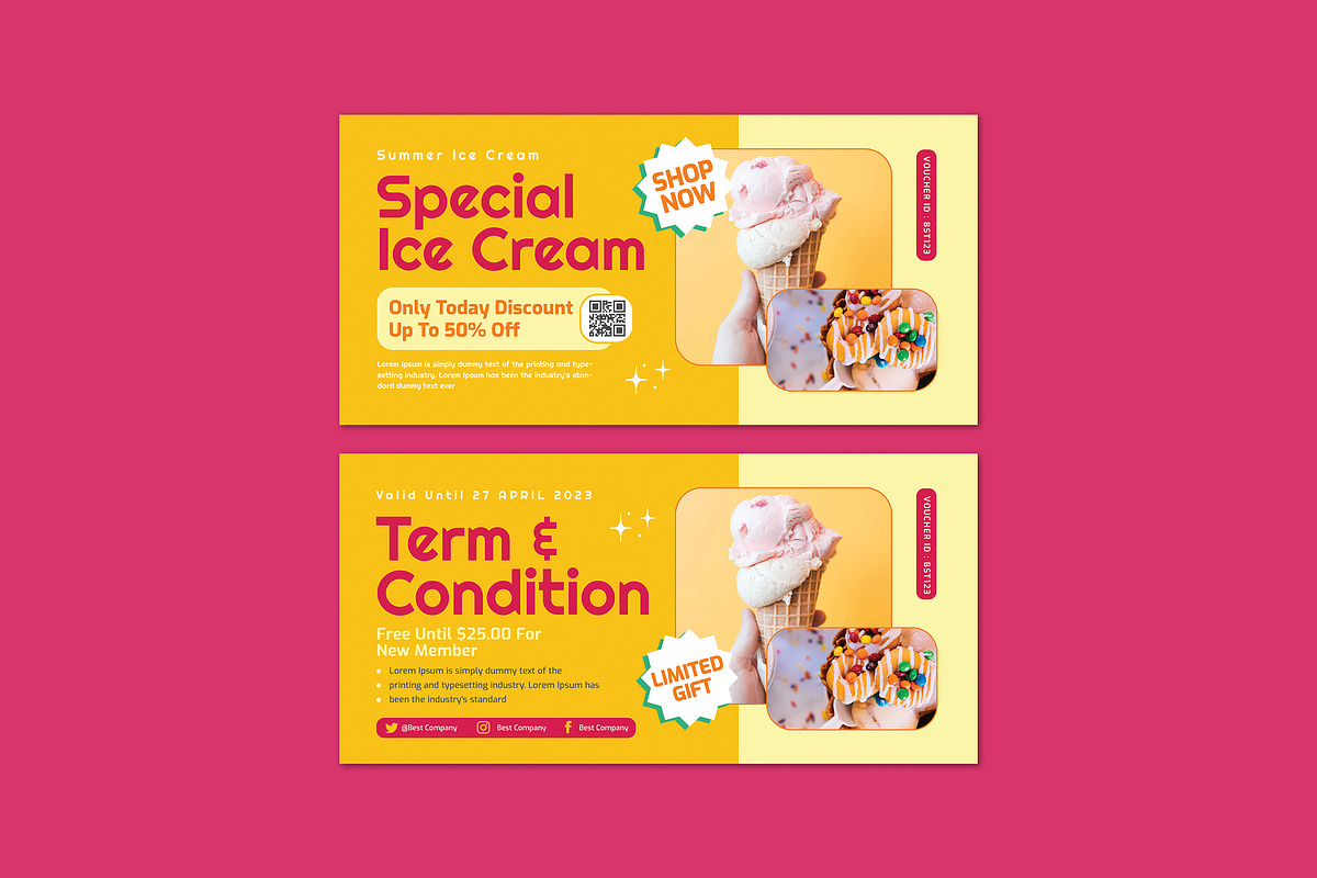 Special Ice Cream Voucher, a Card Template by Vibesteam