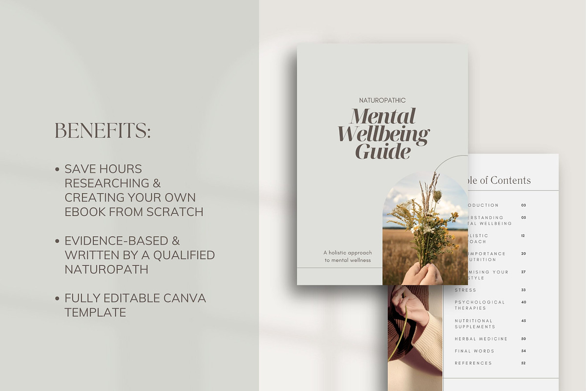 Mental Health Ebook Canva Template, a Presentation Template by Naturopath Hub (Photo 3 of 12)