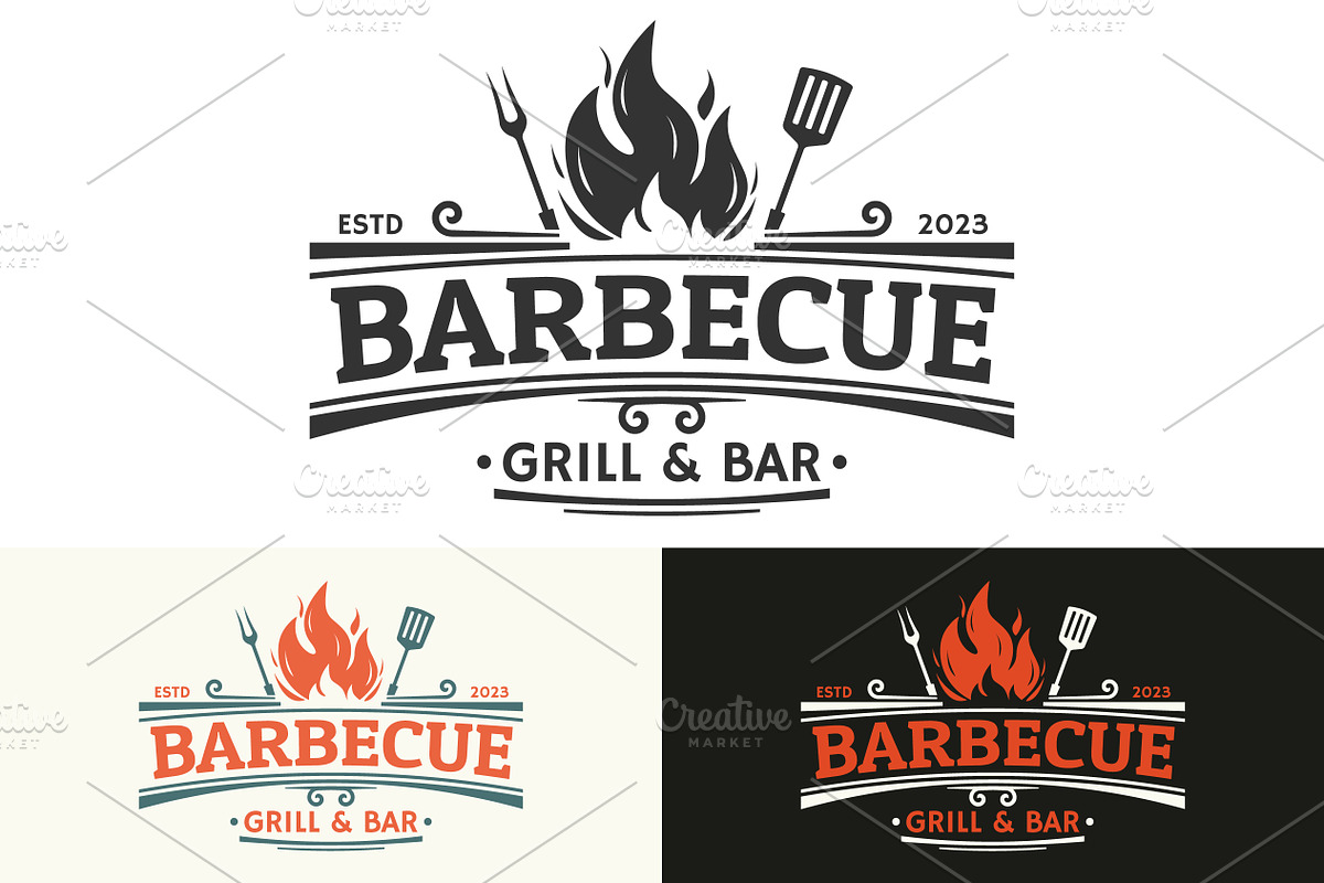 Barbecue logo. BBQ, grill icon, a Graphic by VM25